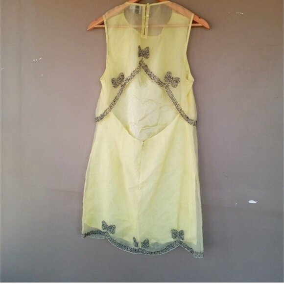 ASOS Lime Green Tulle Beaded Backless Mini Dress – Size 14 – Party Ready - Picture 4 of 6